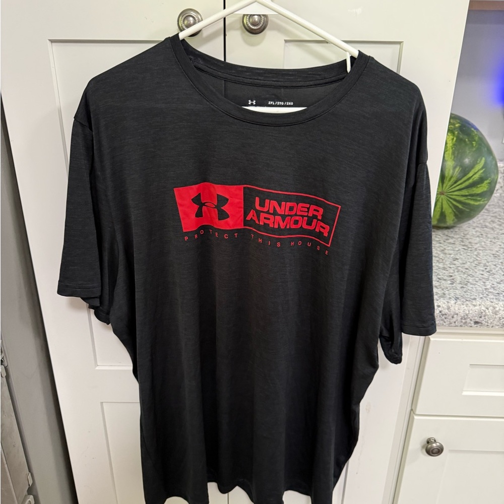 Under Armour Black Short-Sleeve Performance Tee with Red Logo